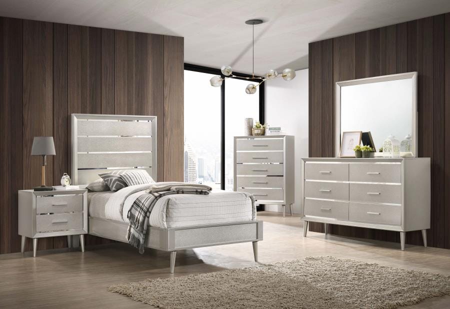 Ramon Twin Panel Bed Metallic Sterling