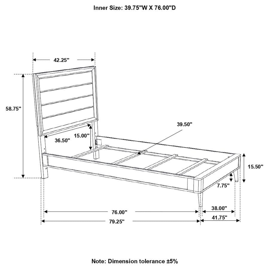 Ramon Twin Panel Bed Metallic Sterling