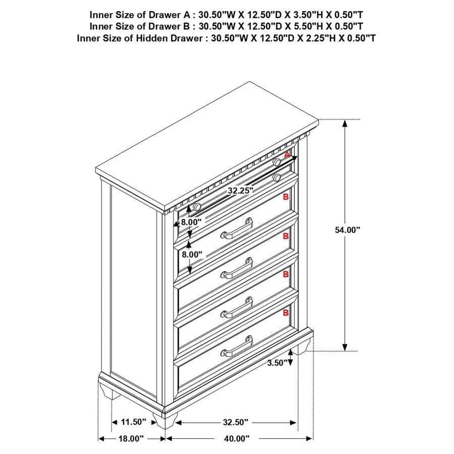 Bennington Rectangular 5-drawer Chest Acacia Brown