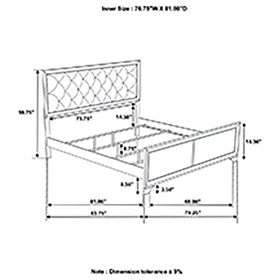 Salford Eastern King Panel Bed Metallic Sterling and Charcoal Grey