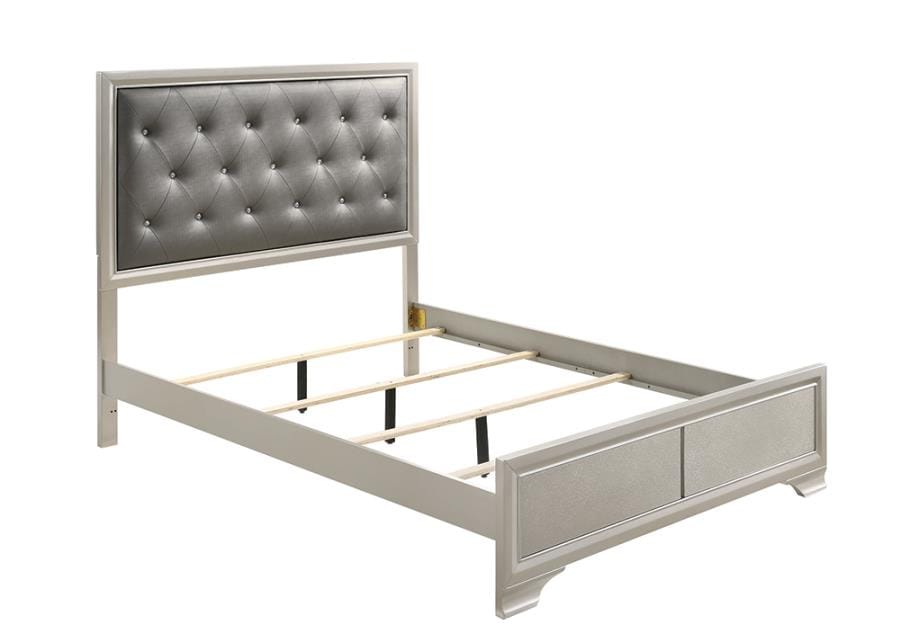 Salford Queen Panel Bed Metallic Sterling and Charcoal Grey