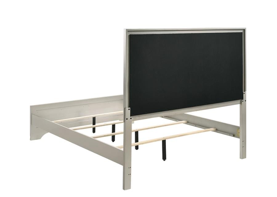 Salford Queen Panel Bed Metallic Sterling and Charcoal Grey