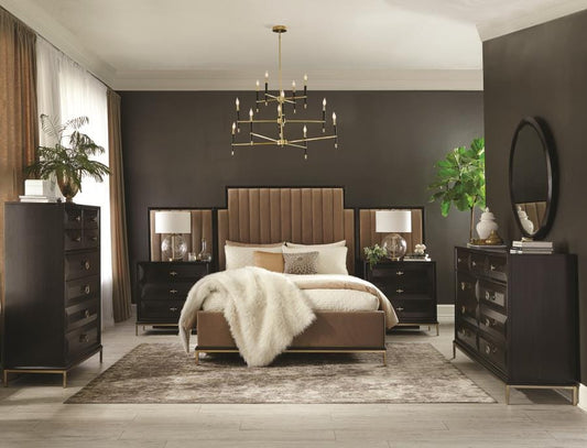 Formosa 4-piece Queen Platform Bedroom Set with 3-drawer Nightstand Camel