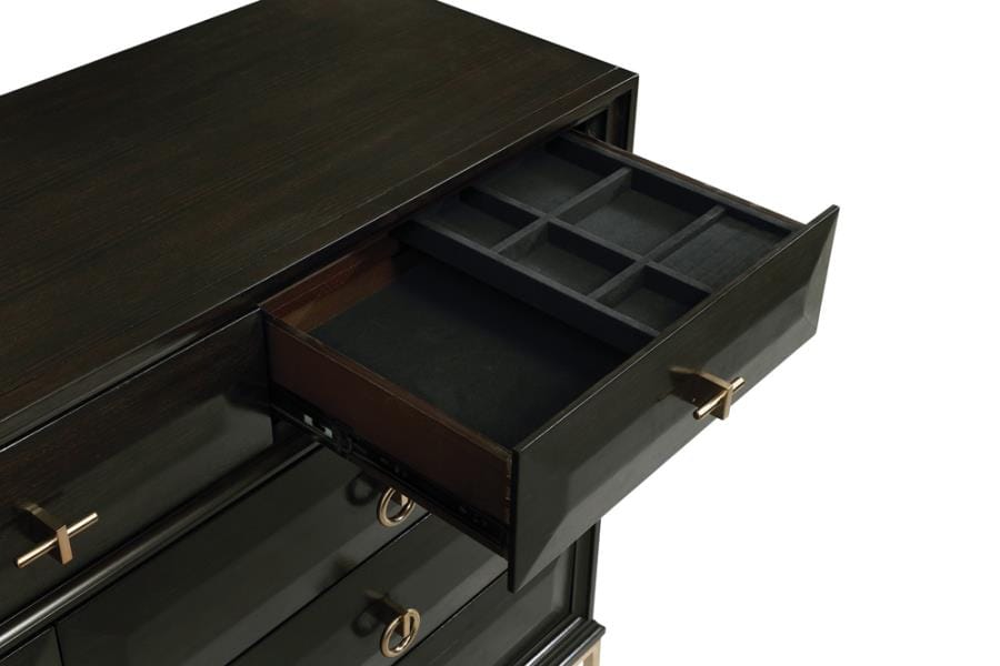 Formosa 9-drawer Dresser Americano and Rose Brass