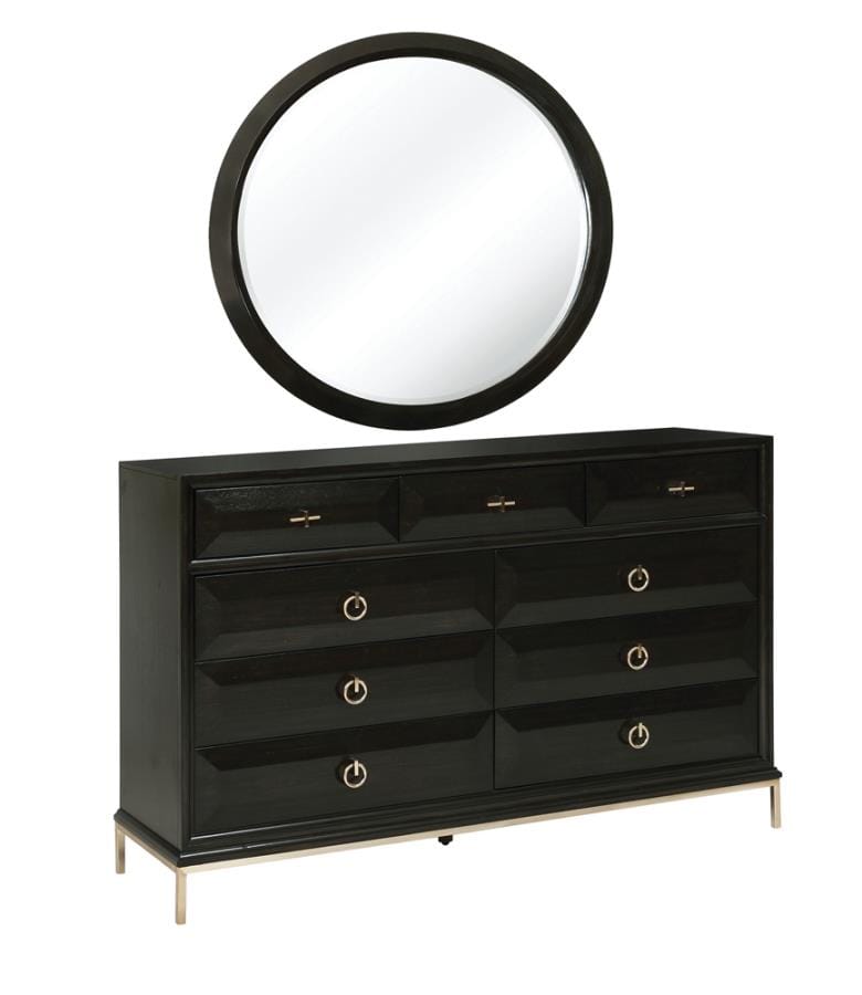 Formosa 9-drawer Dresser Americano and Rose Brass