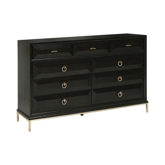 Formosa 9-drawer Dresser Americano and Rose Brass