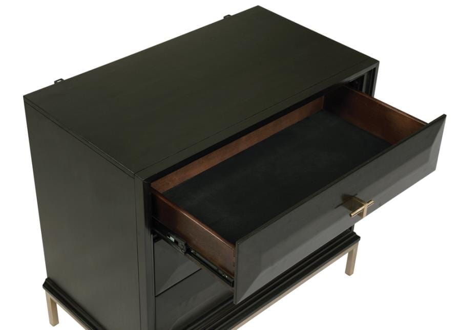 Formosa 3-drawer Rectangular Nightstand Americano and Rose Brass