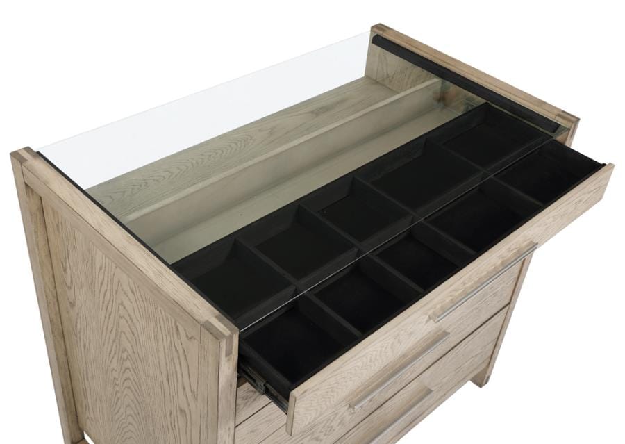 Smithson 5-drawer Rectangular Floating Chest Grey Oak