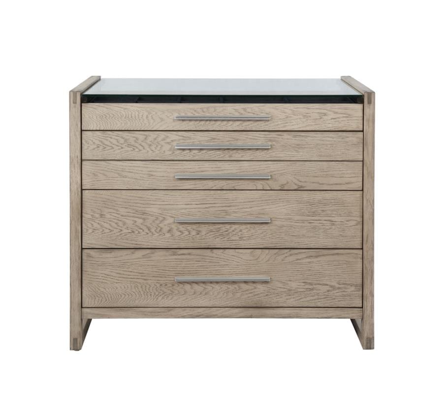 Smithson 5-drawer Rectangular Floating Chest Grey Oak