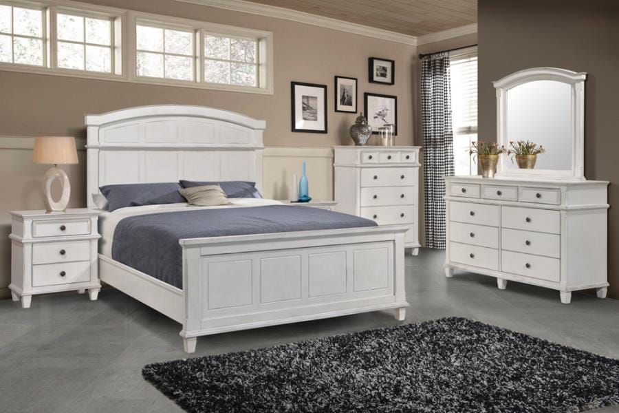 Carolina Queen Panel Bed Antique White