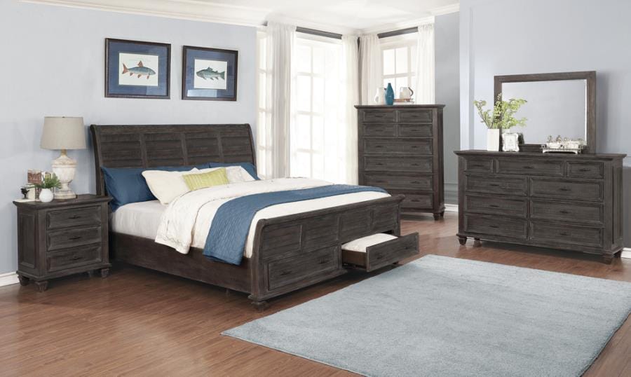 Atascadero 4-piece Eastern King Storage Bedroom Set Weathered Carbon