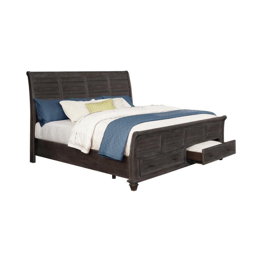 Atascadero Eastern King 2-drawer Storage Bed Weathered Carbon