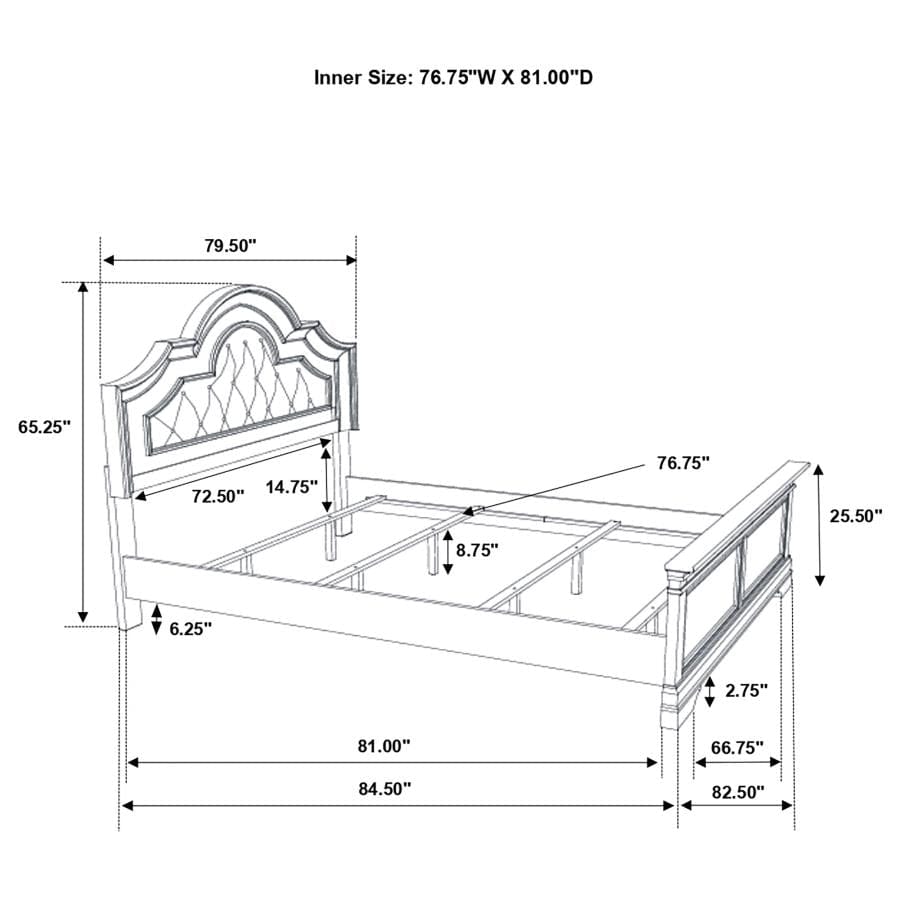 Manchester Bed with Upholstered Arched Headboard Beige and Wheat