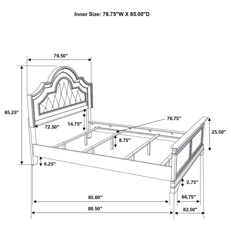 Manchester Bed with Upholstered Arched Headboard Beige and Wheat