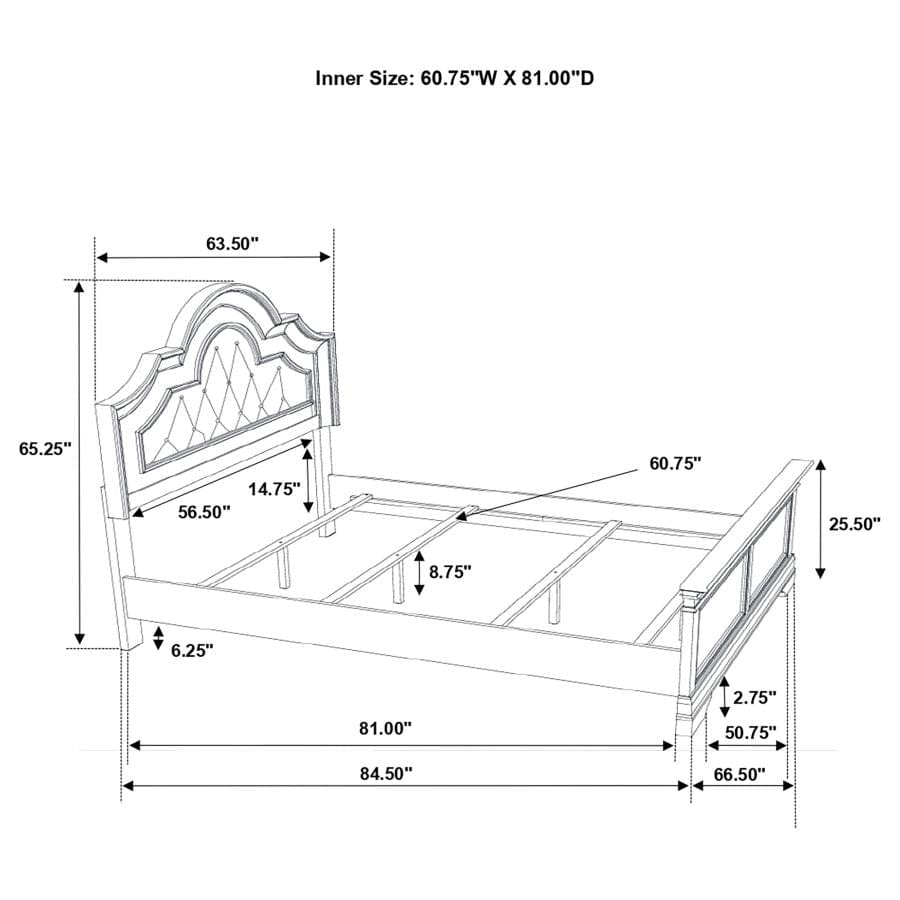 Manchester Bed with Upholstered Arched Headboard Beige and Wheat