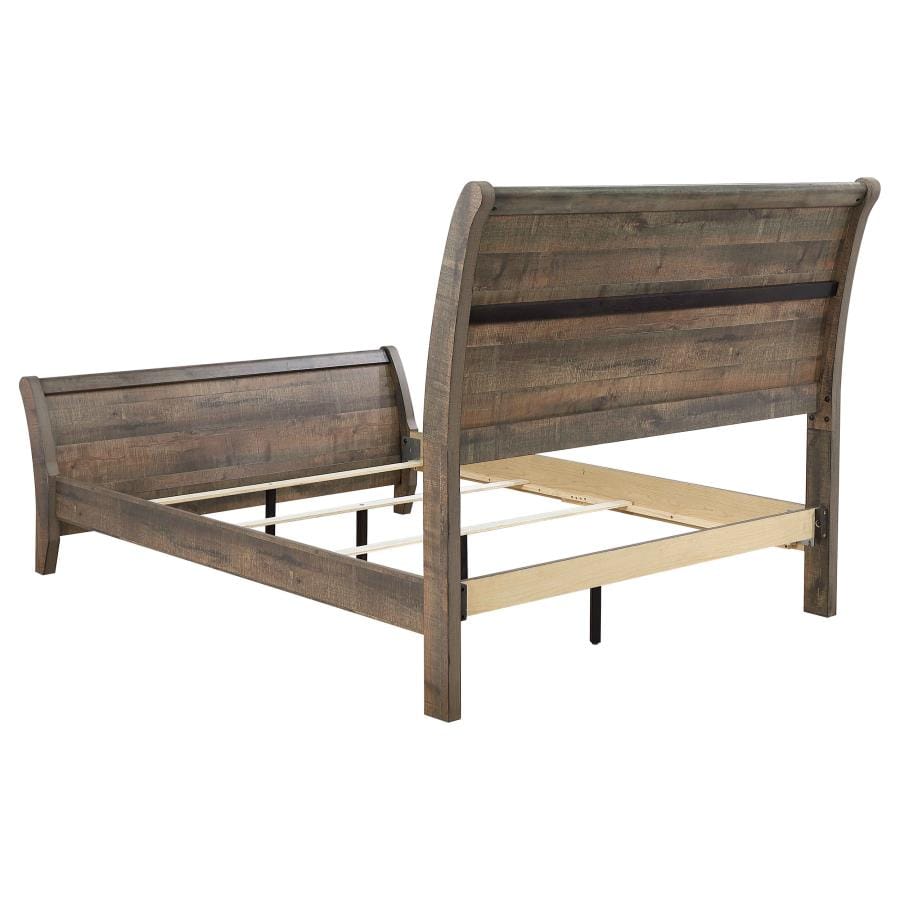 Frederick Eastern King Sleigh Panel Bed Weathered Oak