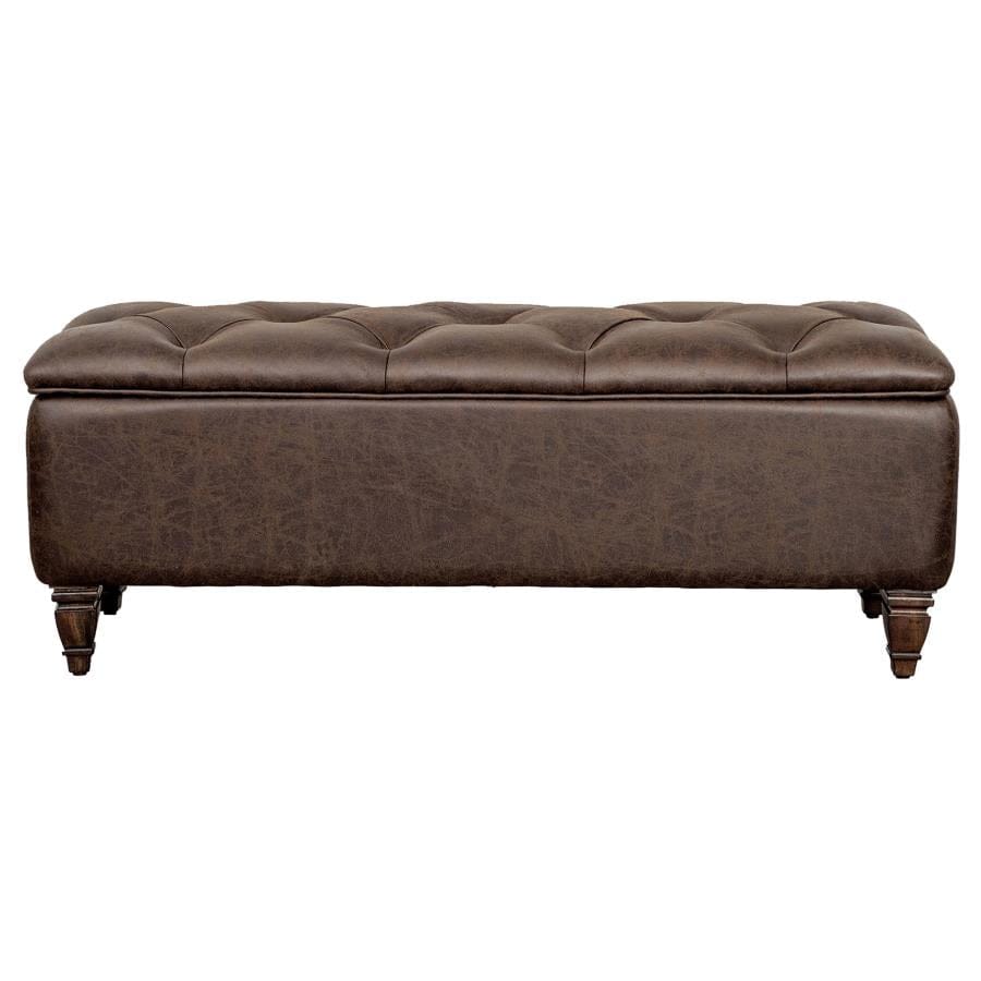 Avenue Upholstered Tufted Bench Weathered Burnished Brown