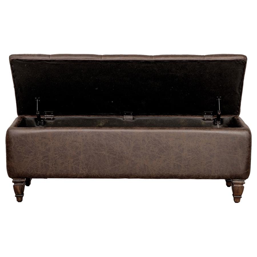 Avenue Upholstered Tufted Bench Weathered Burnished Brown