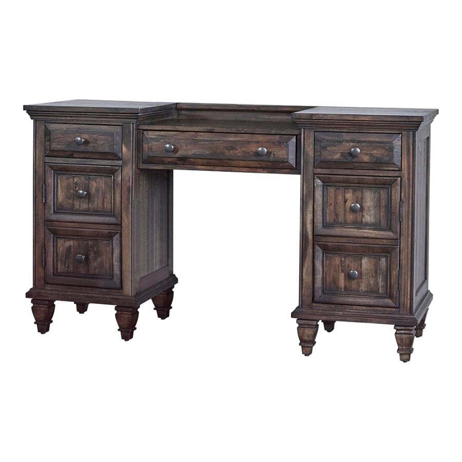 Avenue 3-drawer Vanity Desk Weathered Burnished Brown