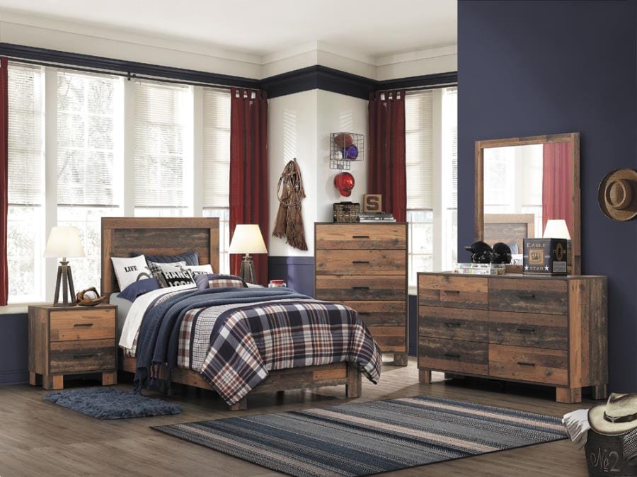 Sidney 4-piece Twin Panel Bedroom Set Rustic Pine