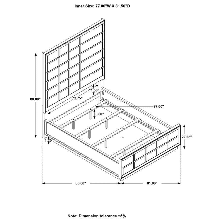 Durango Eastern King Upholstered Bed Smoked Peppercorn and Grey