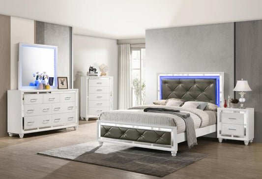 Whitaker 4-piece Eastern King Bedroom Set with LED Lighting White