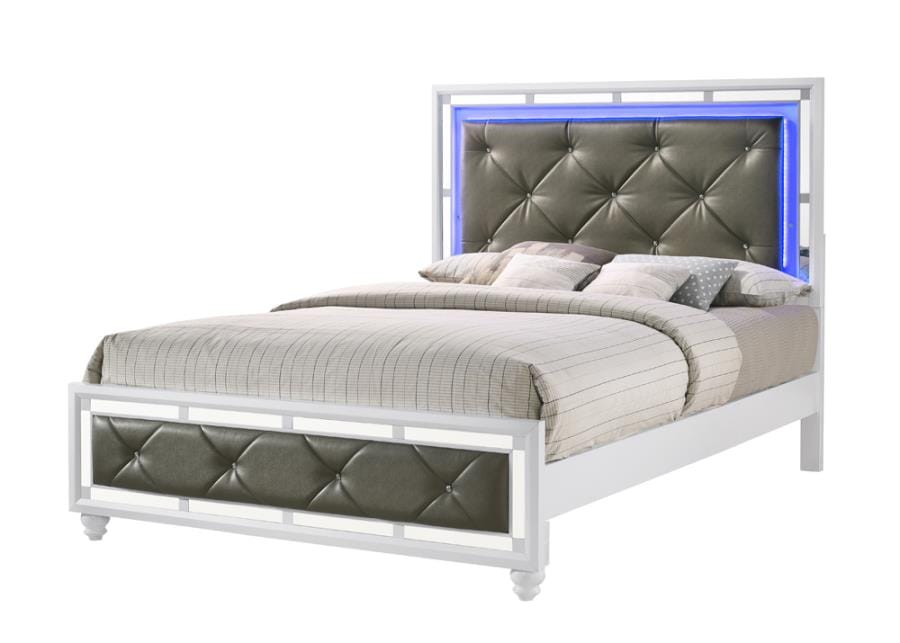 Whitaker Eastern King Bed with LED Lighting White