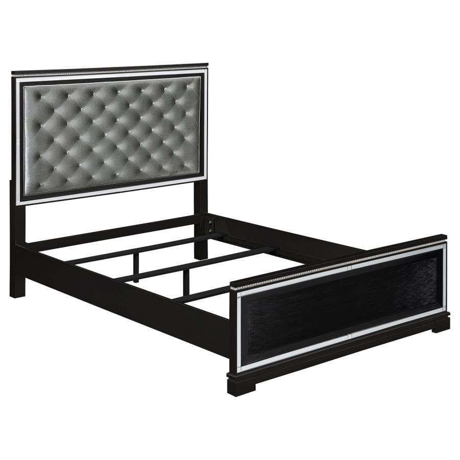 Eleanor Upholstered Tufted Bedroom Set Silver and Black