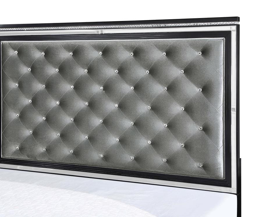 Eleanor Upholstered Tufted Bedroom Set Silver and Black