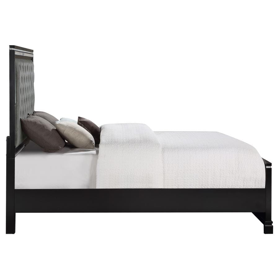 Eleanor Upholstered Tufted Bed Silver and Black