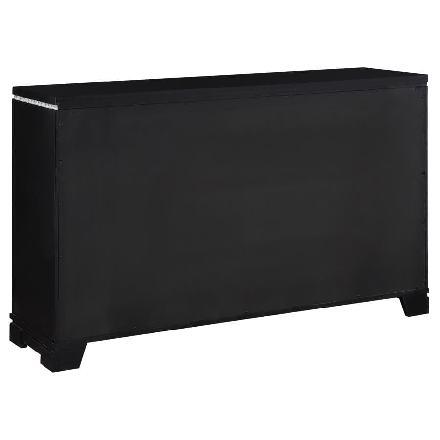 Eleanor Rectangular 6-drawer Dresser Silver and Black