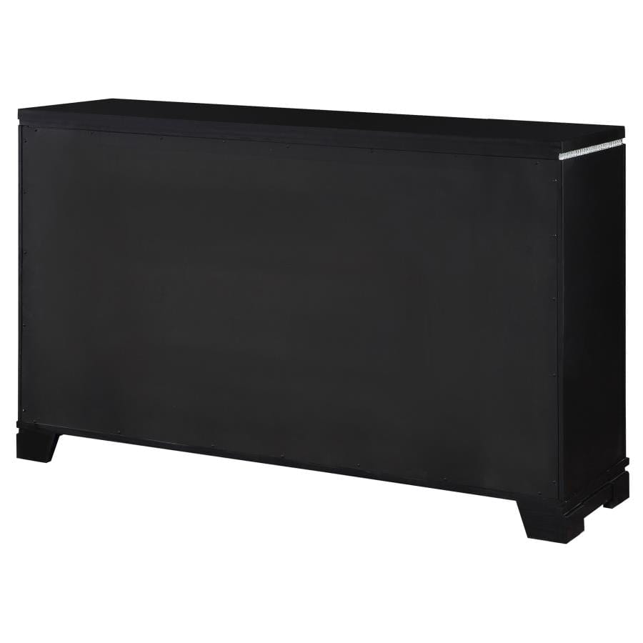 Eleanor Rectangular 6-drawer Dresser Silver and Black