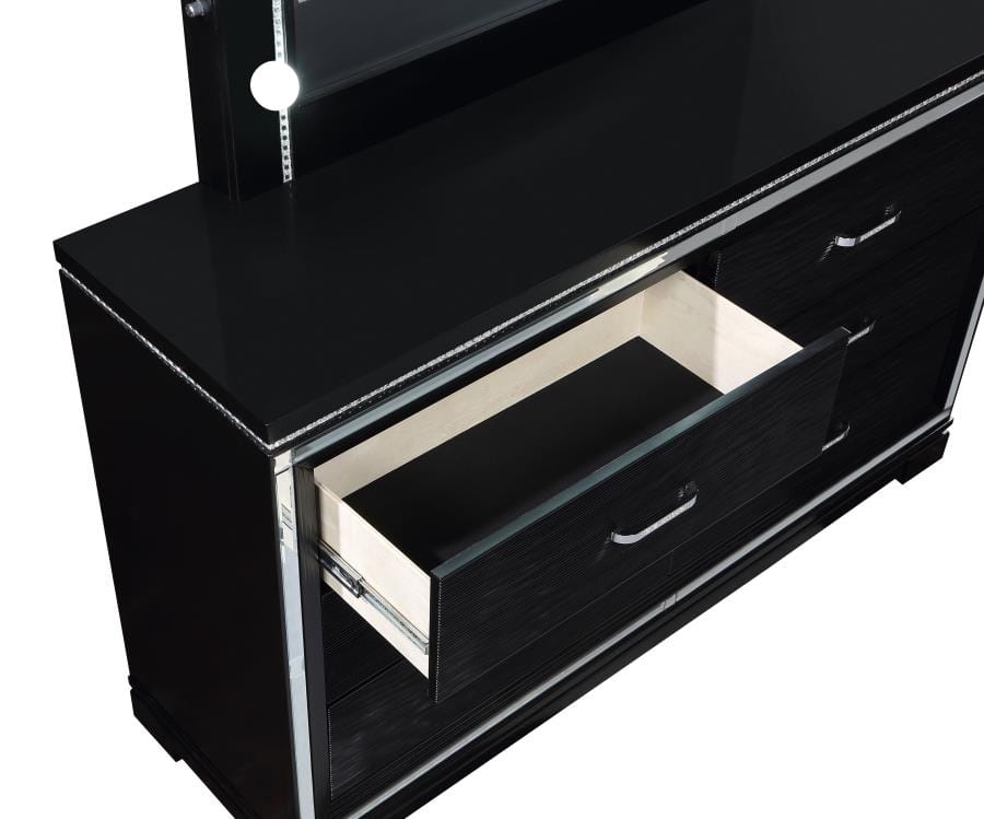 Eleanor Rectangular 6-drawer Dresser Silver and Black