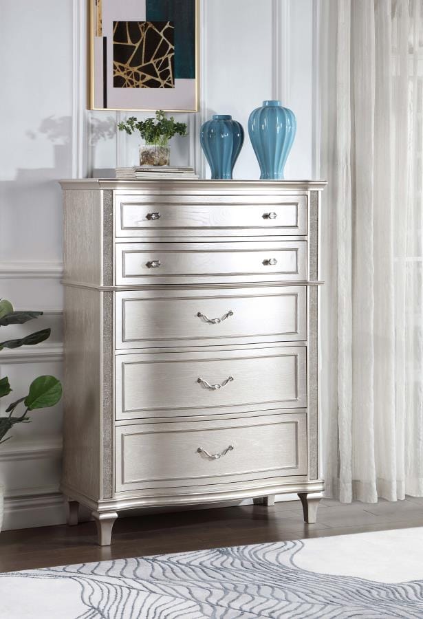 Evangeline 6-Drawer Chest Silver Oak