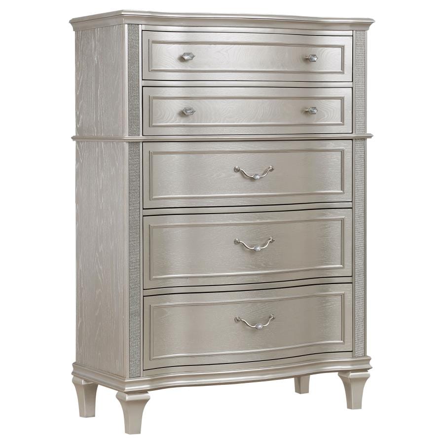 Evangeline 6-Drawer Chest Silver Oak