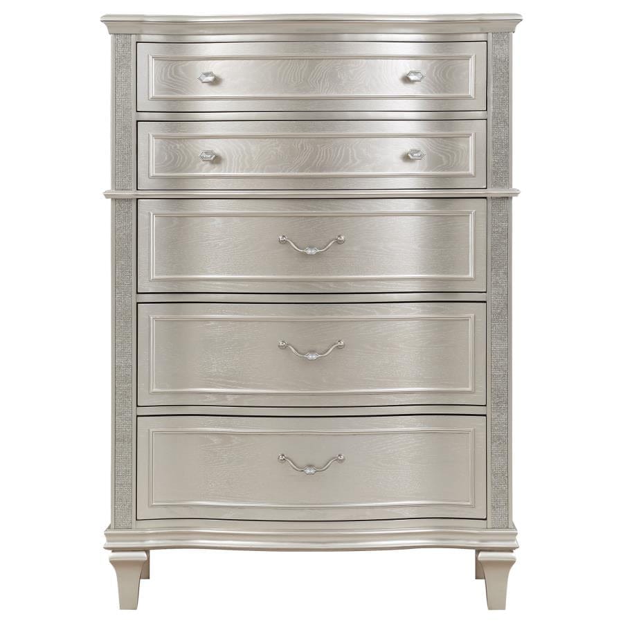 Evangeline 6-Drawer Chest Silver Oak