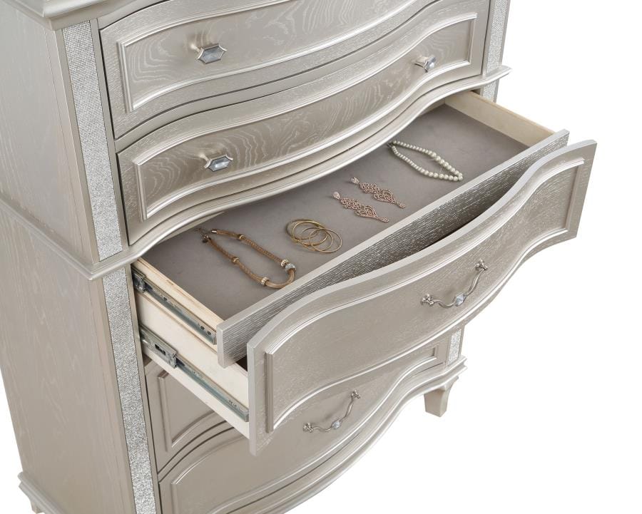 Evangeline 6-Drawer Chest Silver Oak