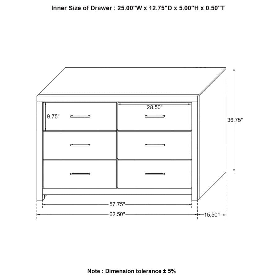 Dewcrest 6-drawer Dresser Caramel and Licorice