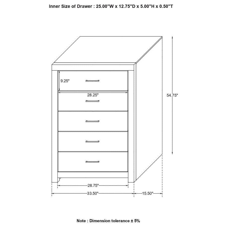 Dewcrest 5-drawer Chest Caramel and Licorice