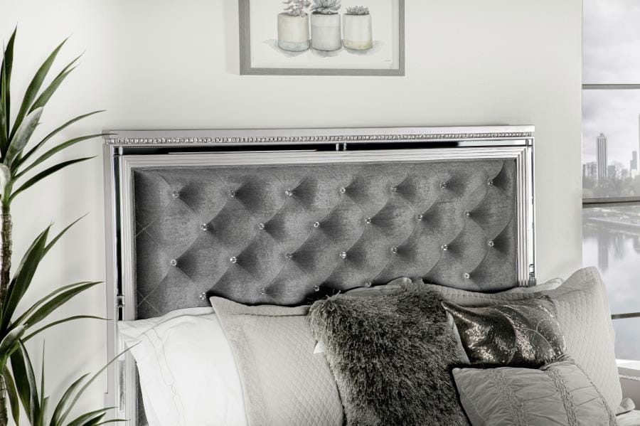 Eleanor Upholstered Tufted Bed Metallic