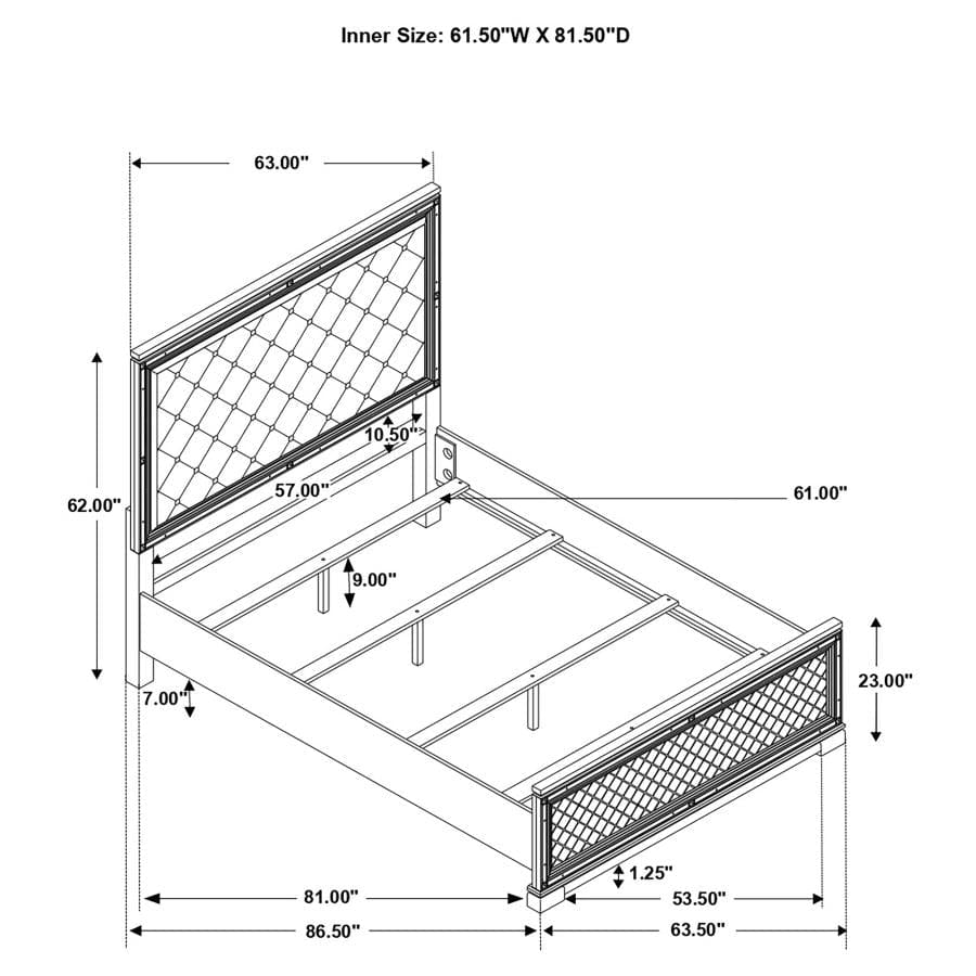 Eleanor Upholstered Tufted Bed Metallic