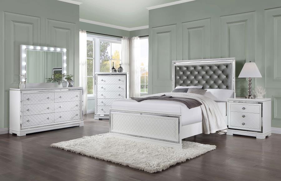 Eleanor Upholstered Tufted Bed White