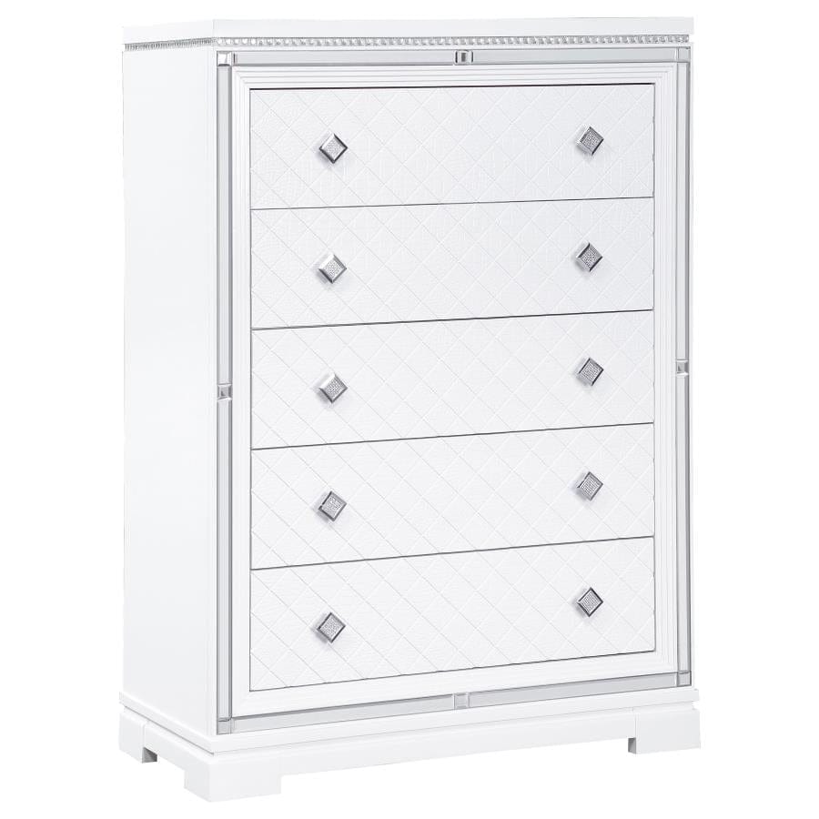 Eleanor Rectangular 5-drawer Chest White