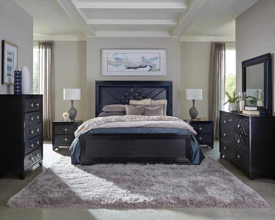 Penelope 4-piece Eastern King Bedroom Set Midnight Star and Black