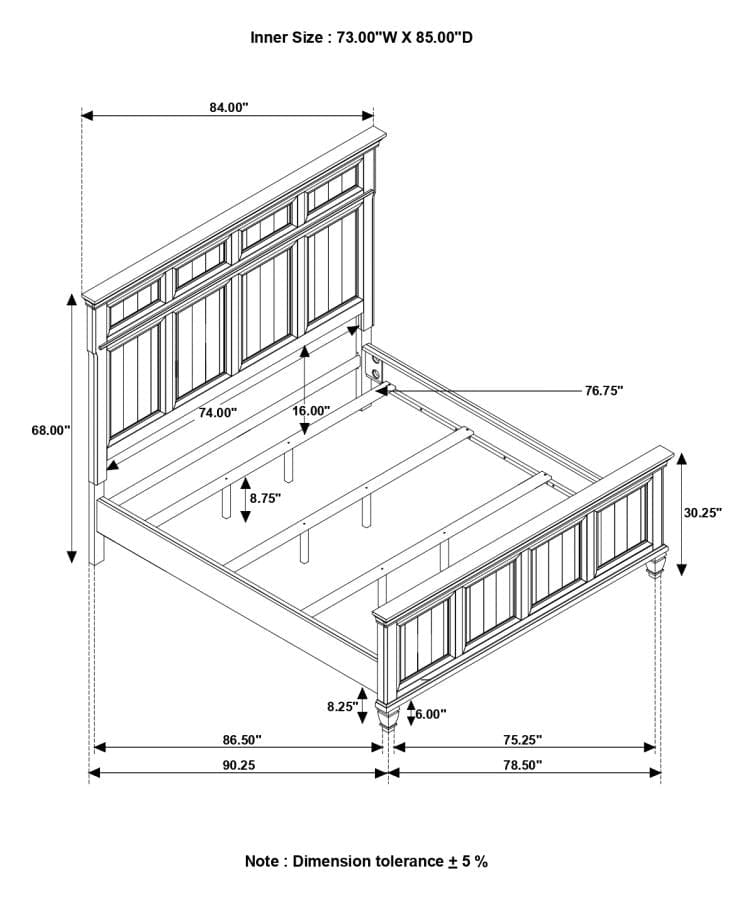 Avenue California King Panel Bed Grey