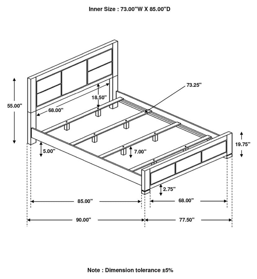 Lorenzo Rectangular Panel Bed Dark Grey