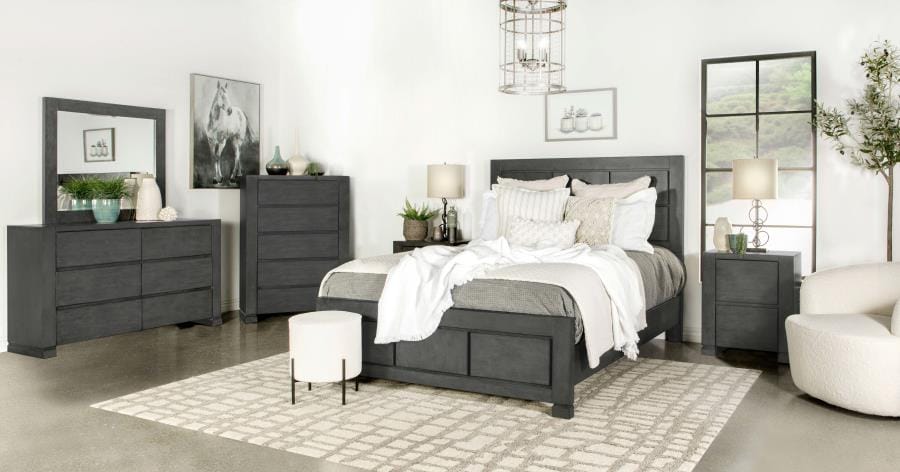 Lorenzo Rectangular Panel Bed Dark Grey