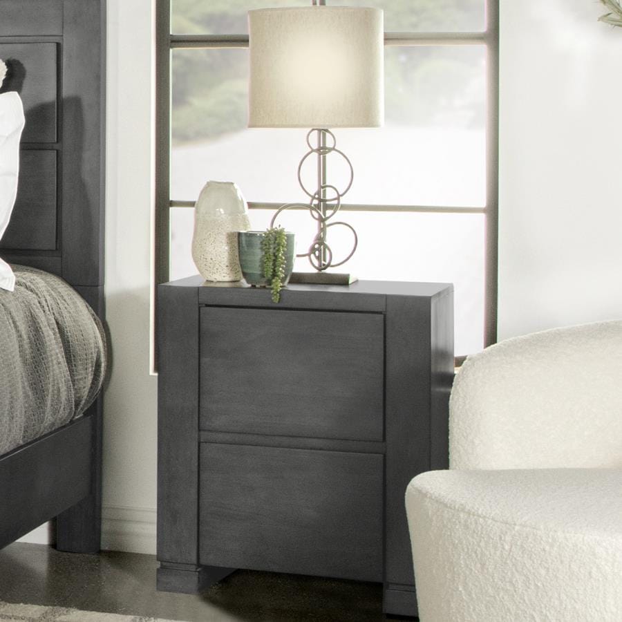 Lorenzo 2-drawer Nightstand Dark Grey