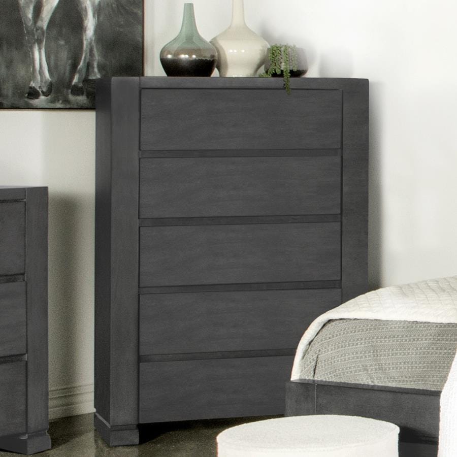 Lorenzo 5-drawer Chest Dark Grey