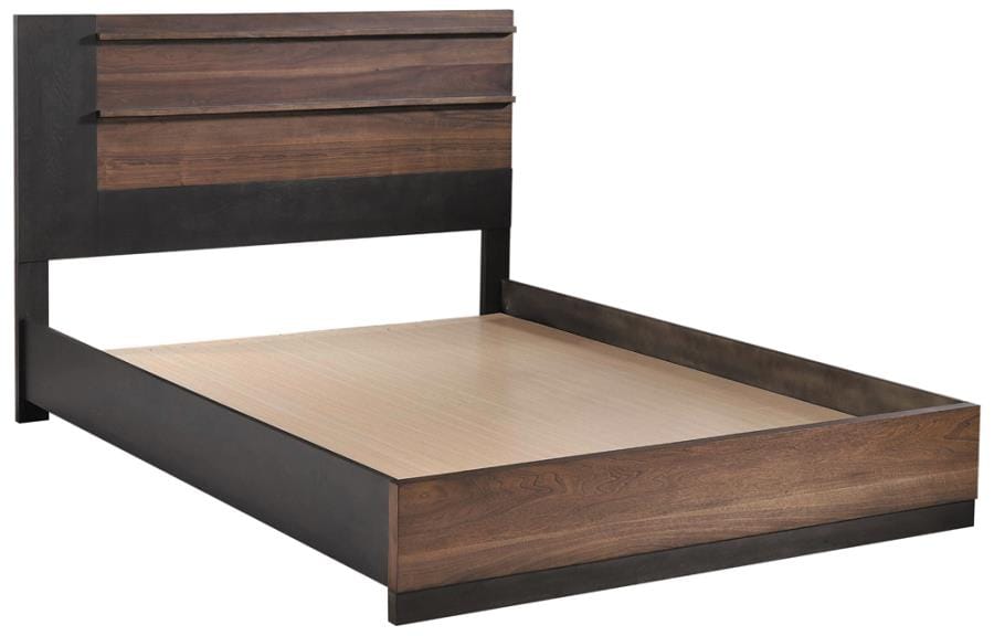 Azalia Rectangular Bed Black and Walnut